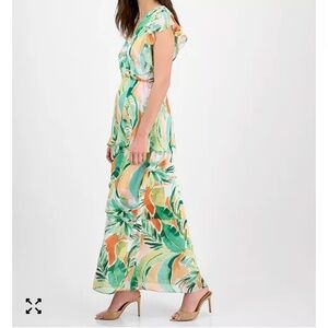 Women's Printed Flutter-Sleeve Maxi Dress